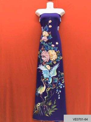 Vải Áo Dài Thái Tuấn Vẽ Chim Hạc Kiểu Mới AD VE0701_61 7 vai ao dai thai tuan ve tay hinh chim va hoa cuc mau tim